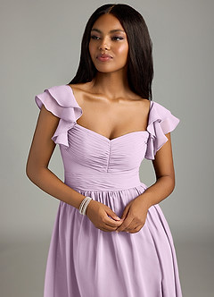 Azazie Anaya Bridesmaid Dresses Frosted Lilac A-Line Pleated Chiffon Dress image6