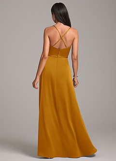 Azazie Naeem Robes de demoiselle d'honneur Robe Trapèze en Satin extensible Caramel écossais image6