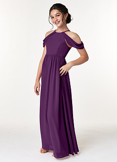 Azazie Seneca Junior Grape A-Line Off the Shoulder Chiffon Dress image4