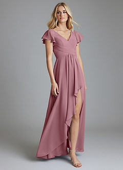 Azazie Omari Bridesmaid Dresses Vintage Mauve A-Line Chiffon Dress image1