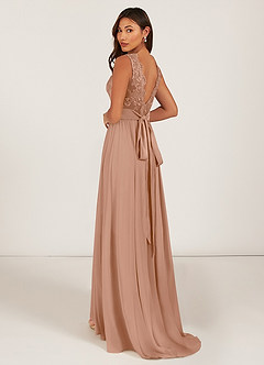Azazie Gertrude Bridesmaid Dresses Champagne Rose A-Line Lace Chiffon Dress image5