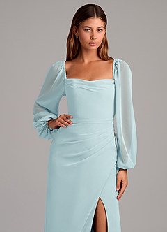 Azazie Brixley Bridesmaid Dresses Sea Glass Mermaid Long Sleeve Chiffon Dress image7