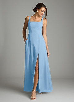 Azazie Debra Bridesmaid Dresses Powder Blue A-Line with Pockets Chiffon Convertible Dress image4