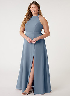 Azazie Clarice Bridesmaid Dresses Twilight A-Line Halter Chiffon Dress image11