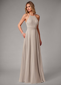 Azazie Amalia Bridesmaid Dresses Frost A-Line Pleated Chiffon Dress image5