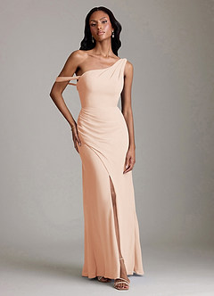 Azazie Madelyn Bridesmaid Dresses English Rose Mermaid One Shoulder Chiffon Convertible Dress image1