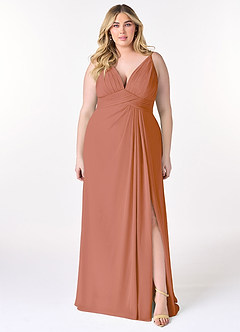 Azazie Maren Allure Bridesmaid Dresses MAI TAI A-Line V-Neck Lace Chiffon Dress image6
