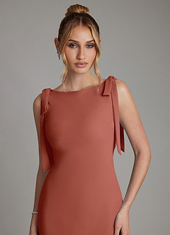 Azazie Luddie Bridesmaid Dresses Auburn Mermaid Bow Chiffon Dress image3
