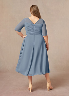 Azazie Naomi Mother of the Bride Dresses Twilight A-Line Boatneck Pleated Chiffon Dress image11