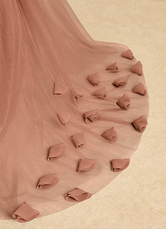 Azazie Lorita Robe Demoiselle D'honneur Fillette Robe Trapèze en Tulle Perlé Bronze image9