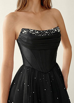 Epona Black Satin Prom Two-piece Dress image5