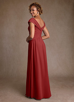 Azazie Myrtle Mother of the Bride Dresses Rust A-Line Pleated Chiffon Dress image2