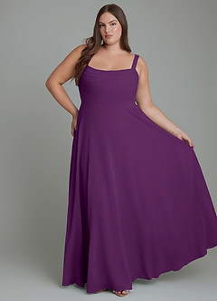 Azazie Shaude Bridesmaid Dresses Grape A-Line Pleated Chiffon Dress image6