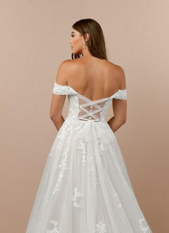 Azazie Botanica Vestidos de novia Vestido de Diamante Blanco de Tul de Acampanado con Encaje image6
