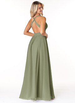 Azazie Ashia Bridesmaid Dresses Pistachio A-Line Pleated Chiffon Dress image2