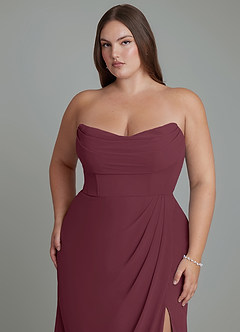 Azazie Johana Robes de demoiselle d'honneur Robe Sirène Convertible en Mousseline de soie Épaules dénudées Cabernet image15