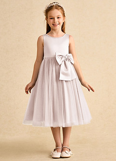 Azazie Twinsie Final Sale Rose Petal A-Line Bow Tulle Dress image1