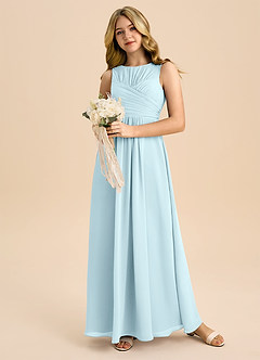 Azazie Skyla Junior A-Linie Plissee Chiffon Kleid Wolke Blau image5