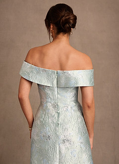 Azazie Elzbieta Mother of the Bride Dresses Agave Jacquard A-Line Off the Shoulder Jacquard Dress image5