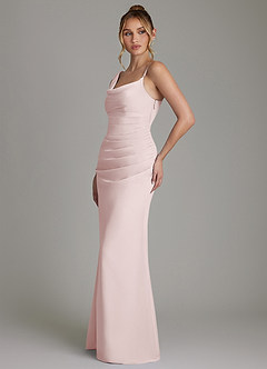 Azazie Ama Brautjungfernkleider A-Linie Plissee Chiffon Kleid Zartrosa image2