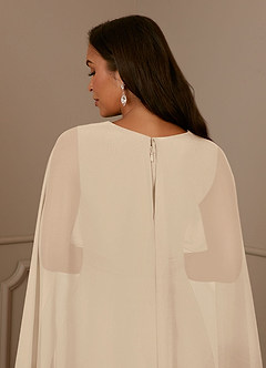 Azazie Isa Mother of the Bride Dresses Champagne A-Line V-Neck Pleated Chiffon Dress image6