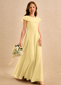 Azazie Kittie Girls Formal Abiti da Ragazza di Fiori Abito A-Line in Chiffon Burro image4