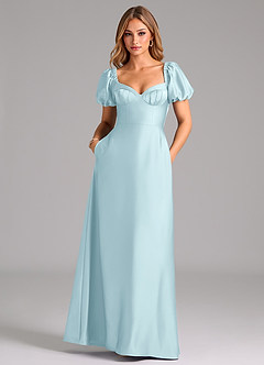 Azazie Fatima Bridesmaid Dresses Cloud Blue A-Line Sweetheart Neckline Stretch Satin Dress image3