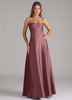 Azazie Valentine Bridesmaid Dresses Vintage Mauve A-Line Corset Stretch Satin Dress image3