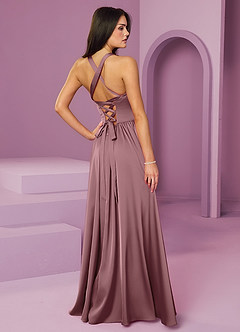Barbie ♥ Azazie Bridesmaid Dresses Vintage Mauve A-Line with Pockets Stretch Satin Dress image2