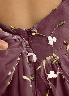 Azazie Bean Jurken voor bloemenmeisjes Baljurk Jurk van Tule Mouwloos Cabernet image6