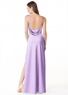 Azazie Alaija Bridesmaid Dresses Lilac Mermaid Side Slit Stretch Satin Dress image4