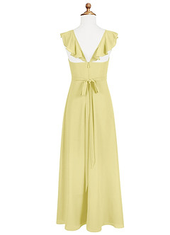 Azazie Emily Junior Robe Trapèze en Mousseline de soie Rayé Sorbet Citron image6