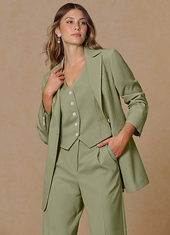 front Rowan Pistachio Refined Weave Performance 3-Piece Suit