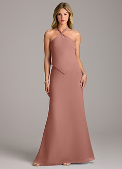 Azazie Keisha Robes de demoiselle d'honneur Robe Fourreau en Mousseline de soie Rose De Cèdre image1