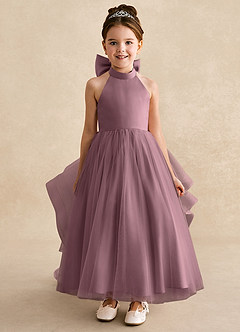 Azazie Bev Flower Girl Dresses Vintage Mauve A-Line Convertible Tulle Dress image3