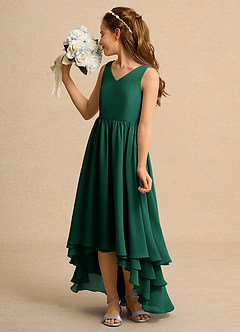 Azazie Kitten Junior Formal Blumenmädchenkleider A-Linie Chiffon Kleid Smaragd image5