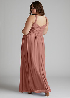 Azazie Hillian Bridesmaid Dresses Cedar Rose A-Line Halter Pleated Mesh Dress image12