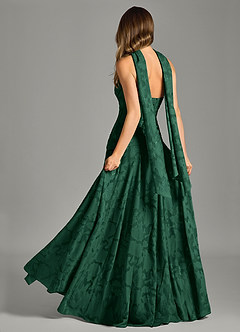Azazie Gabriela Bridesmaid Dresses Dark Green A-Line Strapless Floral Burnout Dress image2