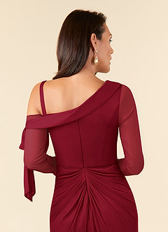 Azazie Marna Mother of the Bride Dresses Burgundy Sheath One Shoulder Mesh Dress image5