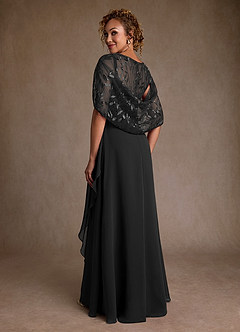 Azazie Beckley Abiti per la Madre della Sposa Abito A-Line in Chiffon Pizzo Nero image2