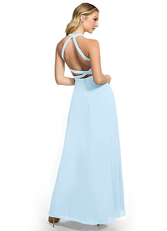 Azazie Clarice Bridesmaid Dresses Sky Blue A-Line Halter Chiffon Dress image4