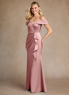 Azazie Laredo Kleider für die Brautmutter Meerjungfrau-Linie Schulterfrei Stretch-Satin Kleid Altrosa image2