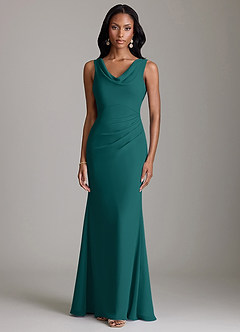 Azazie Linelle Bridesmaid Dresses Peacock Mermaid Pleated Chiffon Dress image5