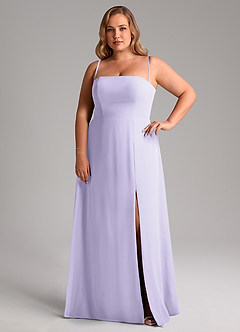 Azazie Wren Bridesmaid Dresses Lilac A-Line Side Slit Chiffon Convertible Dress image14