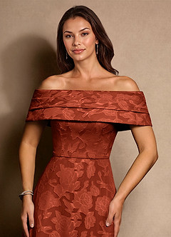 Azazie New Britain Moeder van de bruid jurken A-Lijn Jurk van Bloemen Burn-out Geplooid Kastanjebruin image5