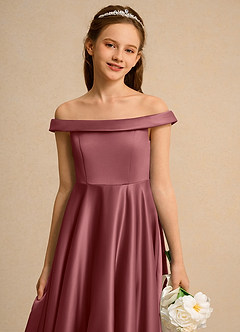 Azazie Teeny Junior Formal Flower Girl Klänningar Klä A-Line i Matt satäng Plisserad image7