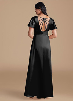 Azazie Lani Final Sale Black A-Line Metallic Satin Dress image4