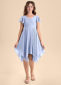 Azazie Janeaurelia Junior Ice A-Line Pleated Chiffon Dress image6