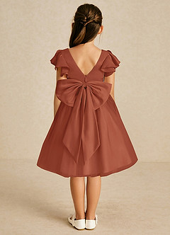 Azazie Kaeya Flower Girl Dresses Auburn A-Line Bow Tulle Dress image1