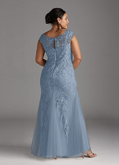 Azazie Melena vestidos de madre de la novia Vestido de Azul Polvoriento de Tul de Sirena con Encaje image8